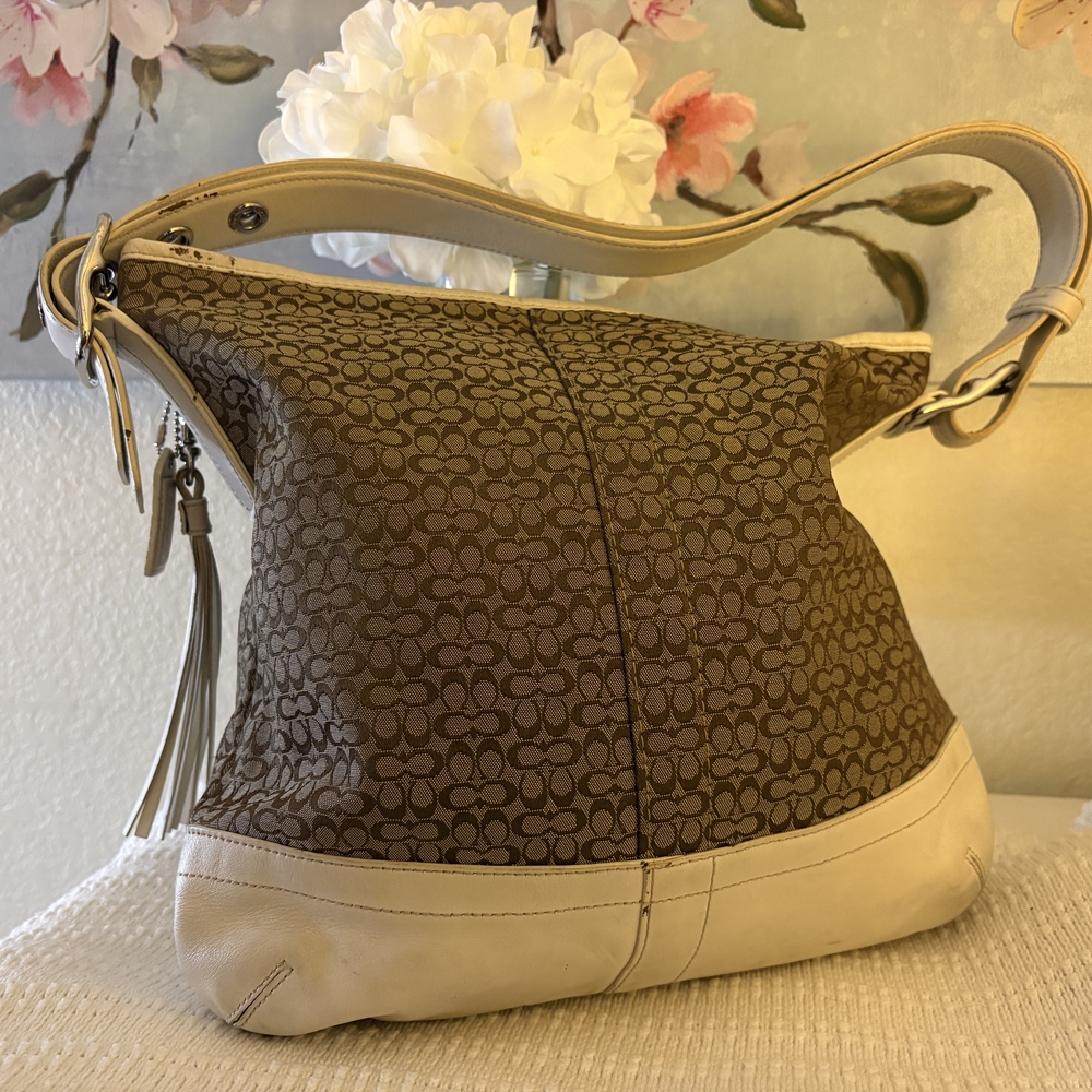 Brown and Cream Designer Shoulder Bag